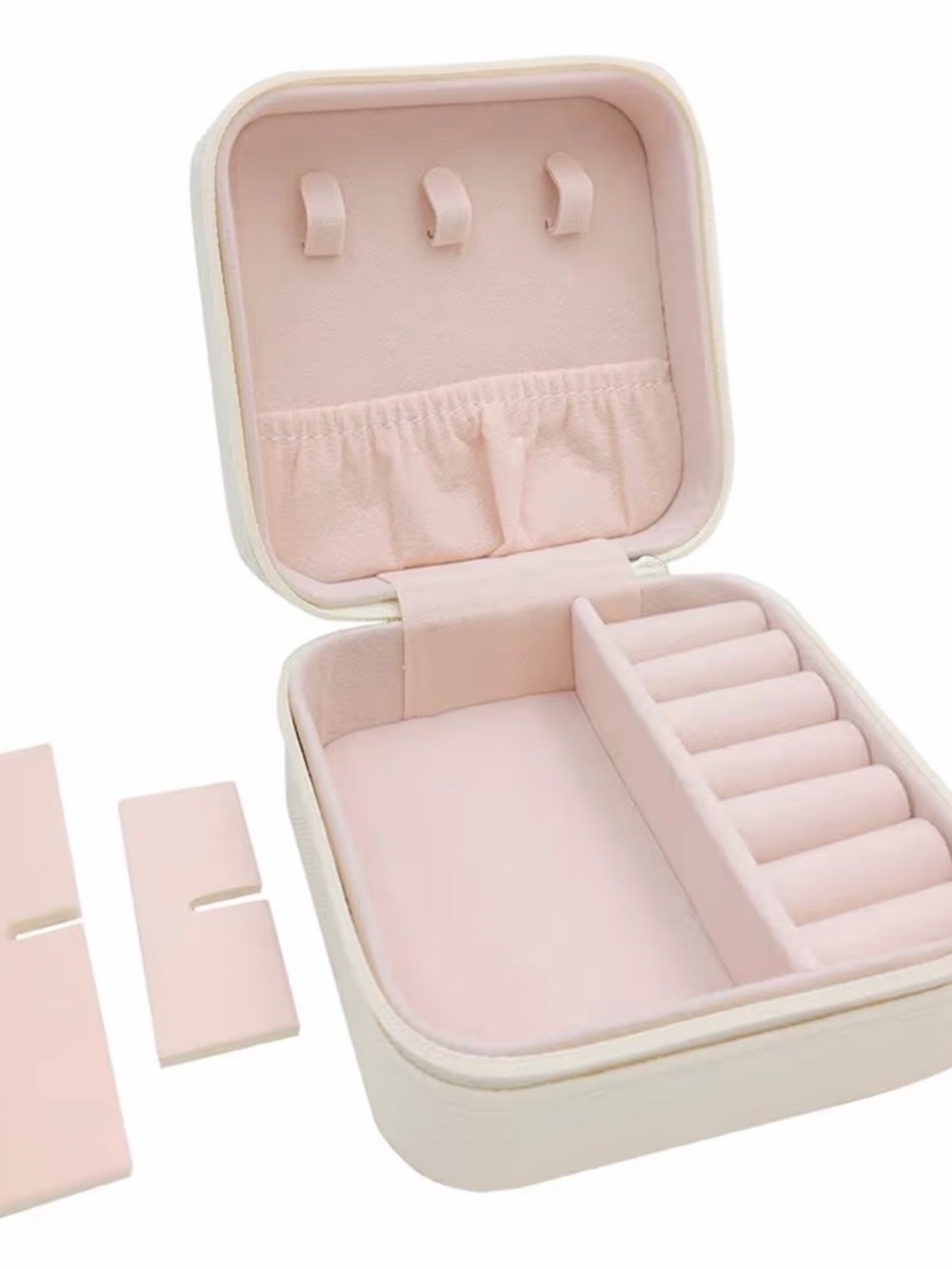 Compact White Travel Jewelry Case